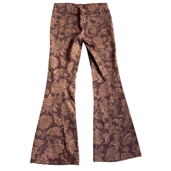 Free People We The Free Maroon/Peach Paisley Print, Low Cut, Flare Jeans NWT- 26 - Picture 2 of 11